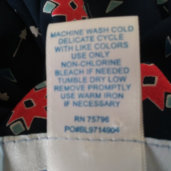 Vtg Y2K Koret Blue Geometric Print Midi Shift Dress Plus Size 1X Sleeveless - Picture 6 of 6